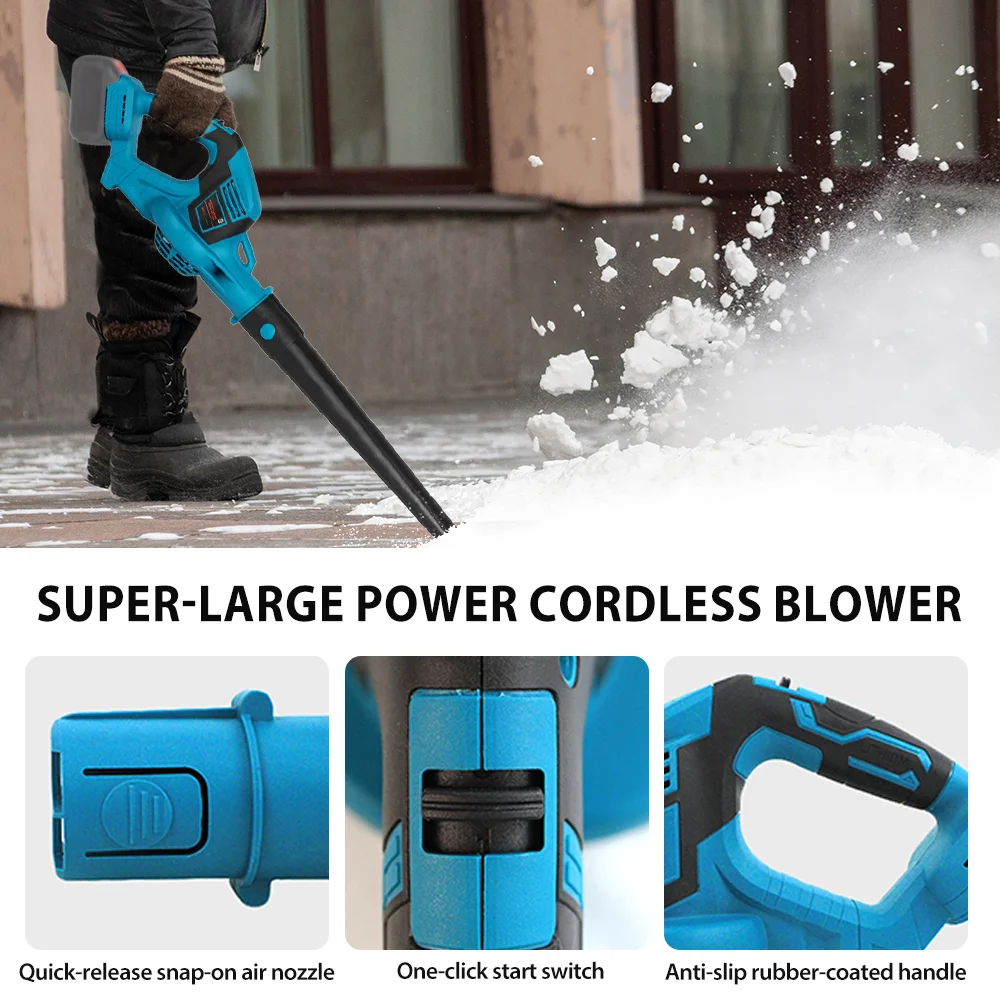 เครื่องเป่าลมไร้สายสำหรับแบตเตอรี่ Makita 18V-21V ลมแรง เครื่องเป่าใบไม้ทรงพลัง กำจัดหิมะ อุปกรณ์ทำความสะอาดสวน (ไม่รวมแบตเตอรี่)