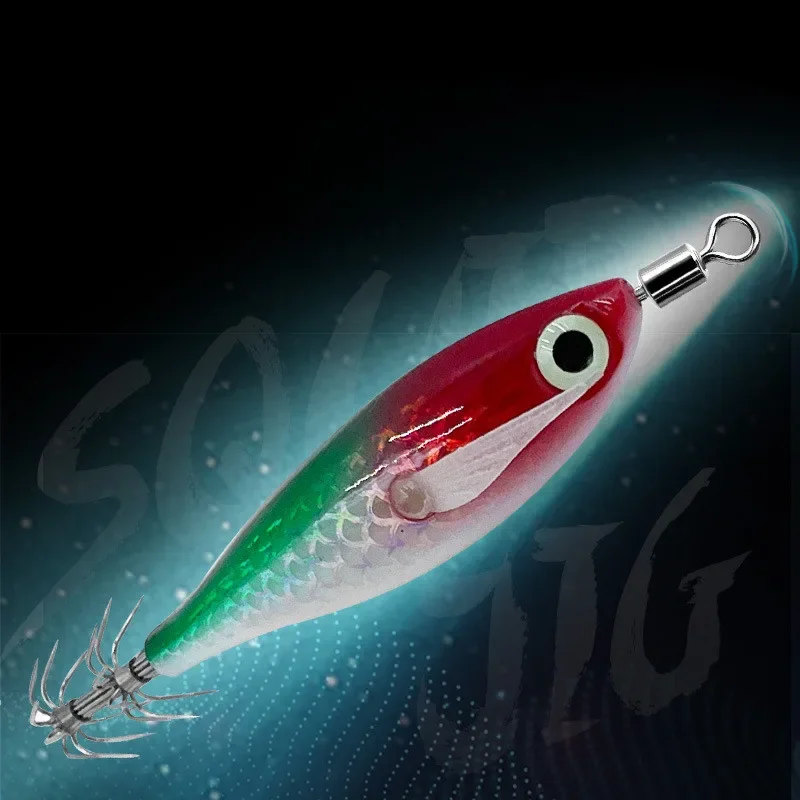 1pcs 8cm/5.6g Squid Jig Fishing Lure Shrimp Prawn Luminous Glow in Dark Artificial Spinner Lure Tackle for Cuttlefish Octopus