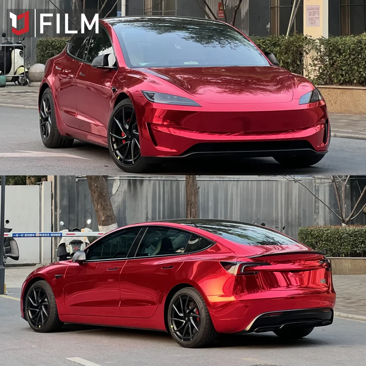 Free Sample Chrome Rose Red Vinyl Wrapping Films Air Bubble Free Car Films Self-adhesive Car Covering Film