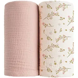 2PC/Set Baby Swaddle Blanket Bedding Soft Cotton Muslin Receive Blankets for Newborn Baby Wrap Stroller Cover Babies Acceesories