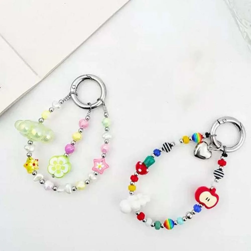 

Funny Y2K Beaded Phone Chain Alloy Resin Colorful Bag Charm Heart Handmade Versatile Bag Pendants Car Key