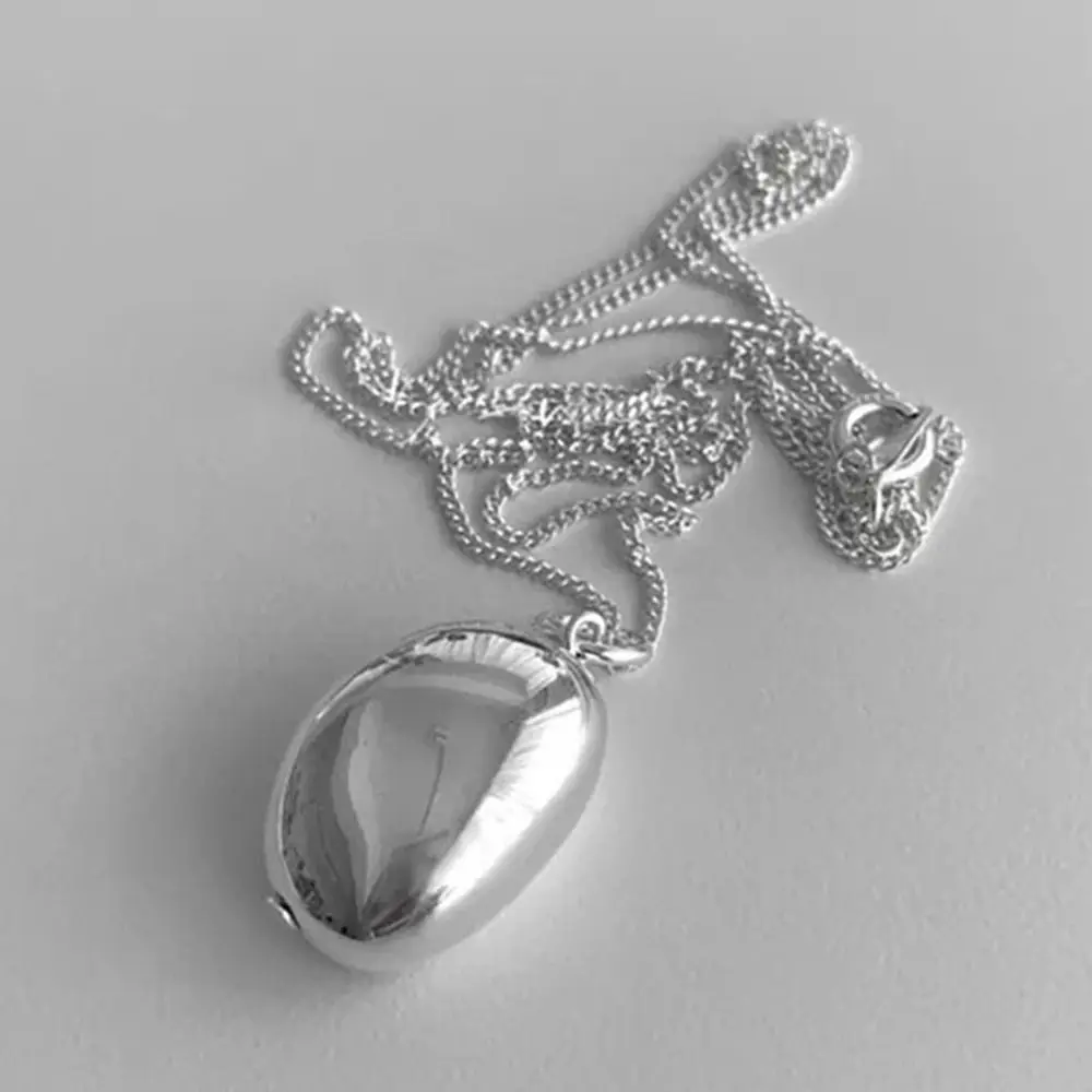 Elegant Oval Pendant Sweater Chain Thin Chain Charm Necklace Brushed Metal Long Collar Decoration Women Gifts