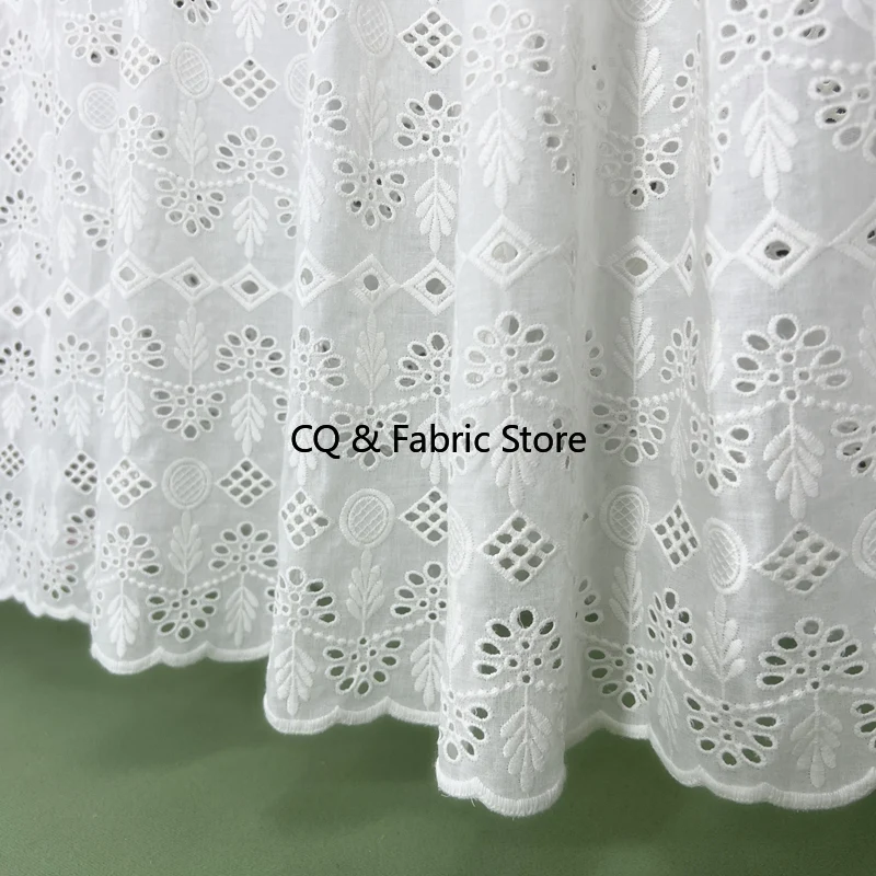

Hollow Embroidered Cotton Fabric For DIY Dress, Clothing-Making Material, Crafting Supplies With Hollow Embroidery Design Fabric