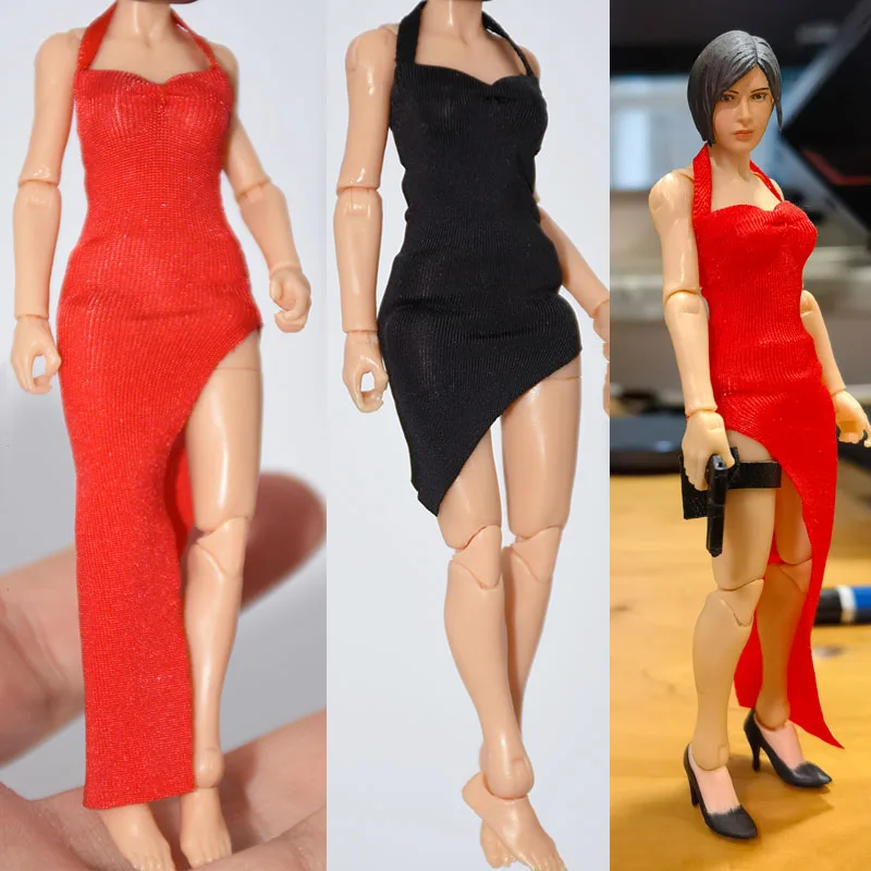 

IN STOCK 3.75 inches 1/18 Scale female clothes dress high slit dress high socks pistol holster fit action figure dolls