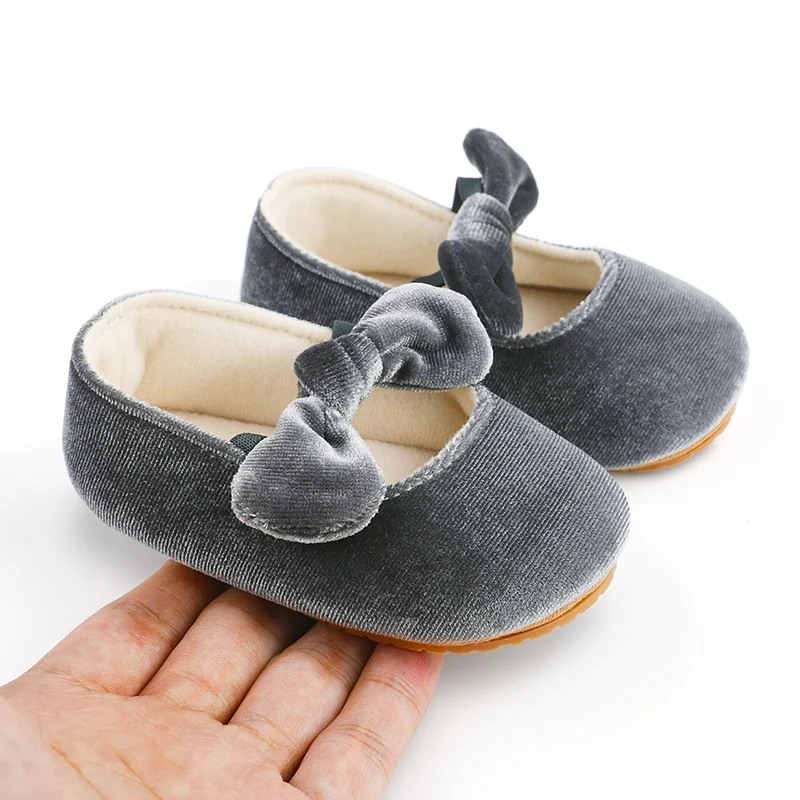 Sapatos de bowknot antiderrapantes para bebês recém-nascidos, Sapatos de princesa para meninas infantis, Criança, First Walker, Crib Shoes