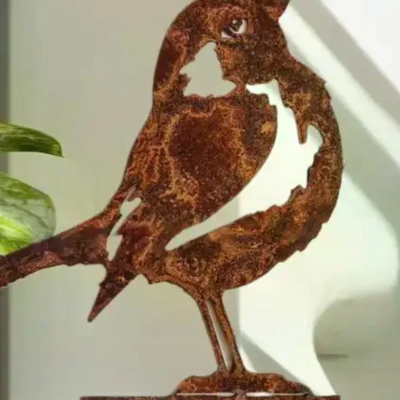 NEW Rust-Colored Bird Comfortable Home And Garden Decoration Country Metal Artwork Backyard Wall Decoration Iron Garden Decorati