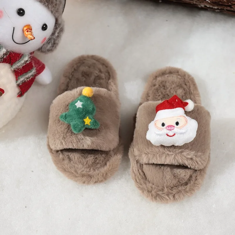 

Santa Claus cartoon girl wool warm cotton mop 2025 winter new one line mop indoor anti slip comfortable home shoes