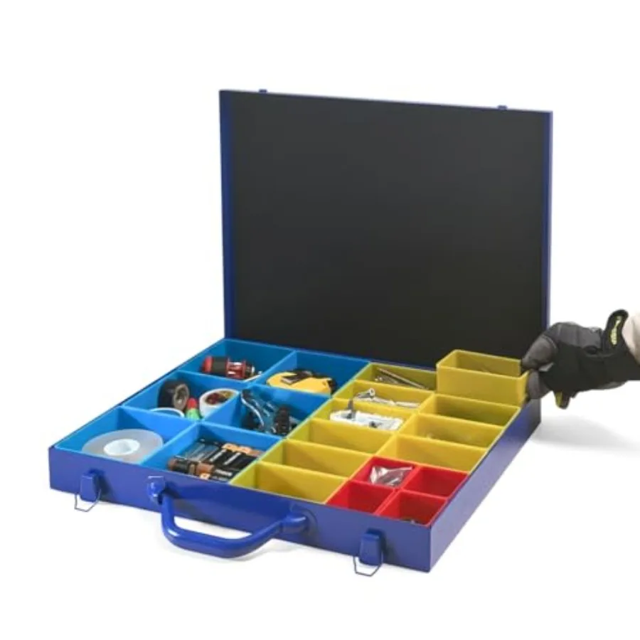 

Metal Screw Organizer Box - Nut and Bolt Organizer and Storage with 20 Removable Color-Coded Compartments for Easy Sorting and