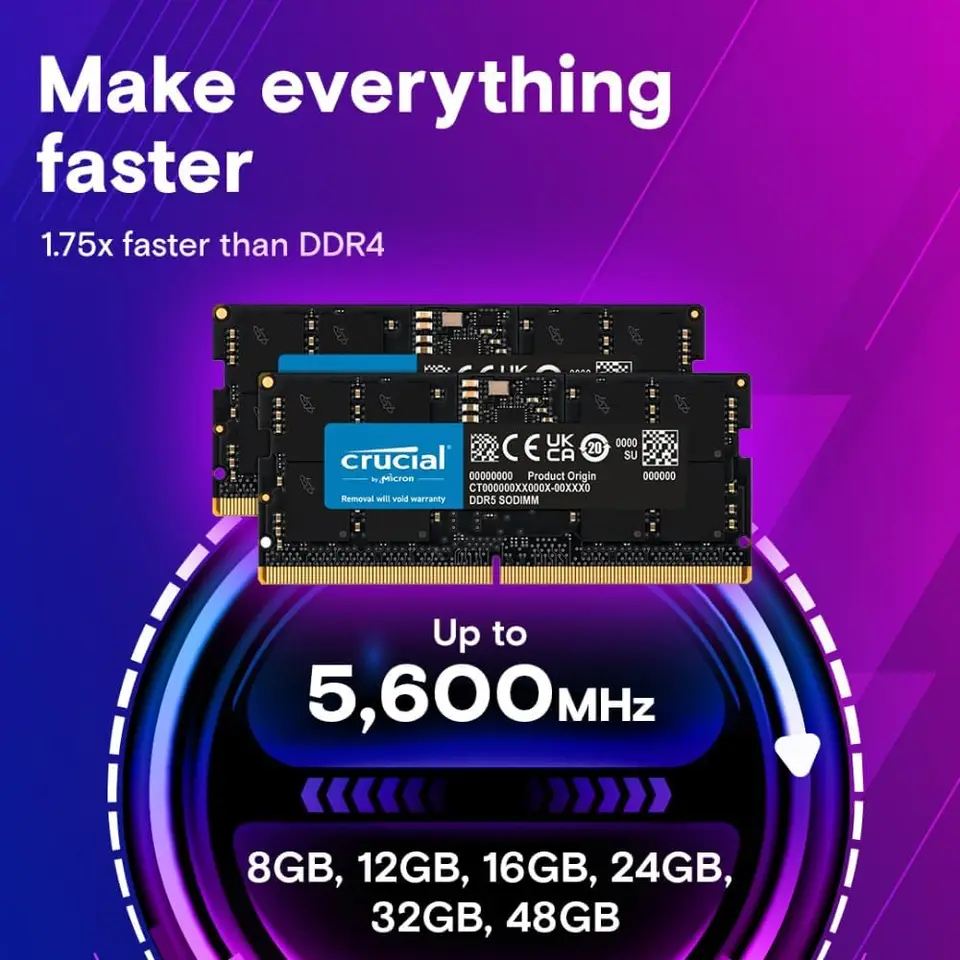 Crucial 16GB DDR5 RAM 5600MHz ノートパソコン用メモリ、SODIMM 262