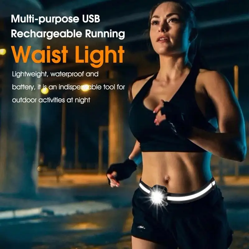 Running Light Rechargeable Waterproof Running Light Waist Rechargeable Lamp Women Men Runners Belt Light With Reflective Tape