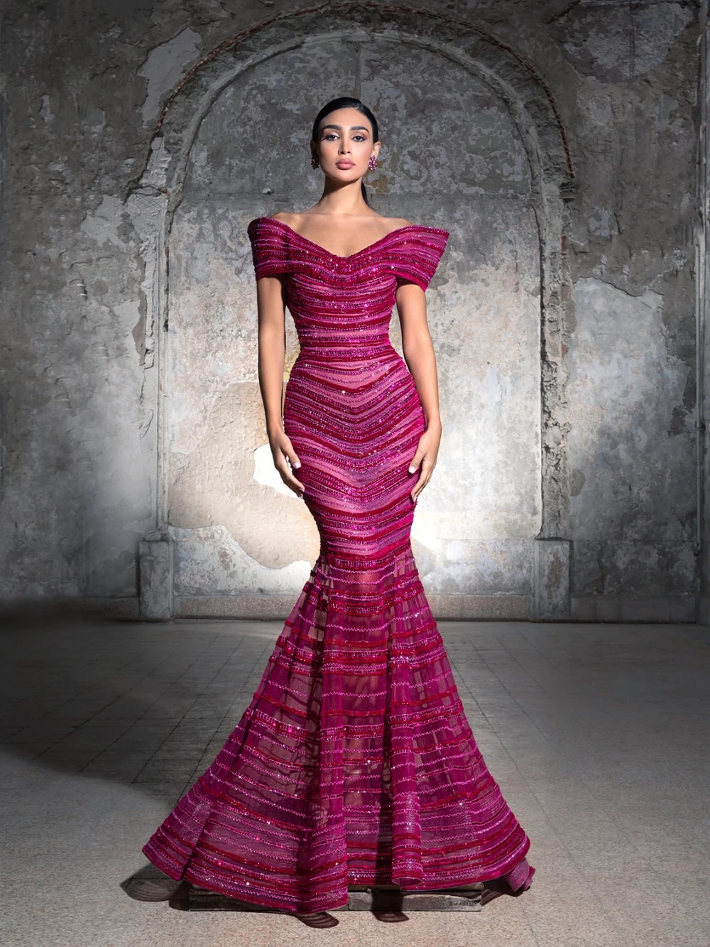 New Arrival Shiny Beaded Off Shoulder Evening Dress Graceful Mermaid Long Wedding Party Gown Customized Exquisite Prom Dresses
