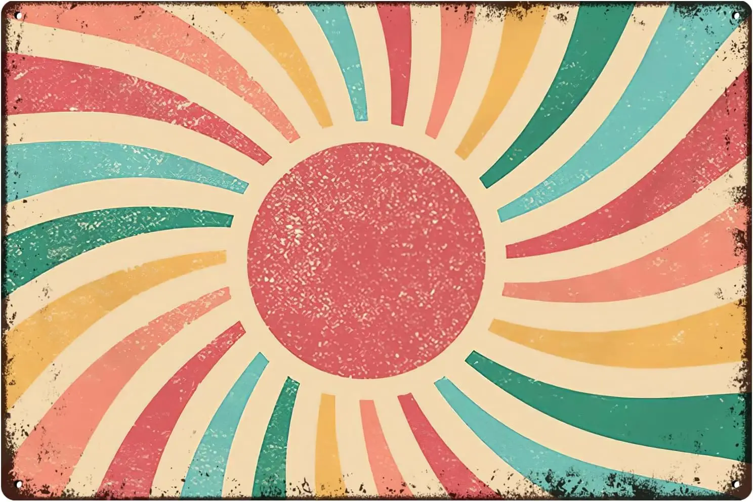 Znzd Tin Signs,vintage signs,70s Retro Groovy Boho Colorful Sun Metal Signs, Decor, Home Sunshine Wall
