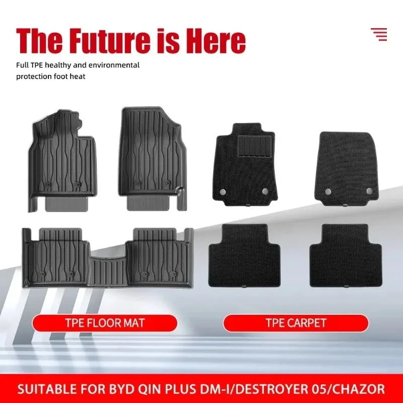 New Premium waterproof non-slip 3D TPE Rear Trunk Mat for Byd Qin Plus Dm-I/Destroyer 05，All Weather Dustproof Black Interior