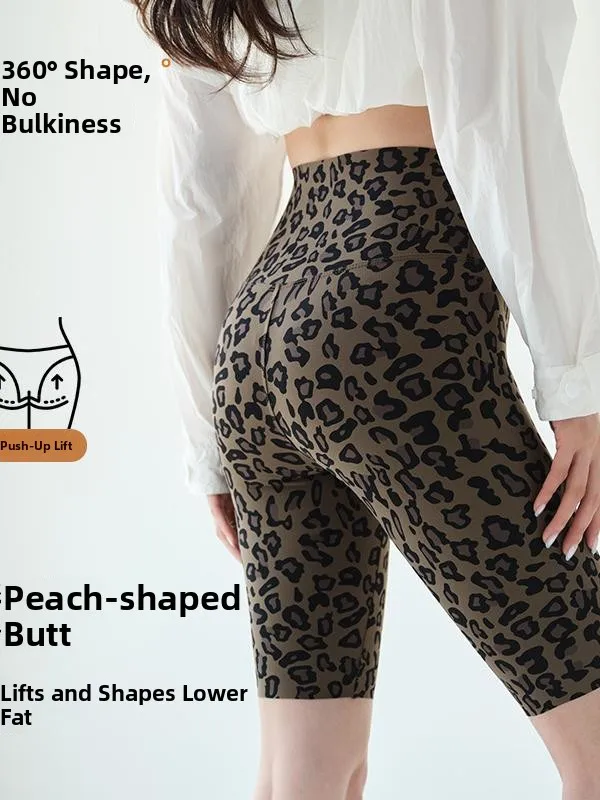 

Muse Leopard Print Cycling Abdomen Control Pants Women's Summer Faion Sport Fitn Yoga Tight Absorbing Sweat Base Layer T...