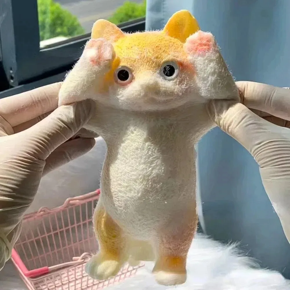 &13CM Cute Taba Squishy Cat Fluffy Sticky Realistic Cat Stress Relieving Toy Simulation Cats Doll Squeeze Gift for Kids Adults