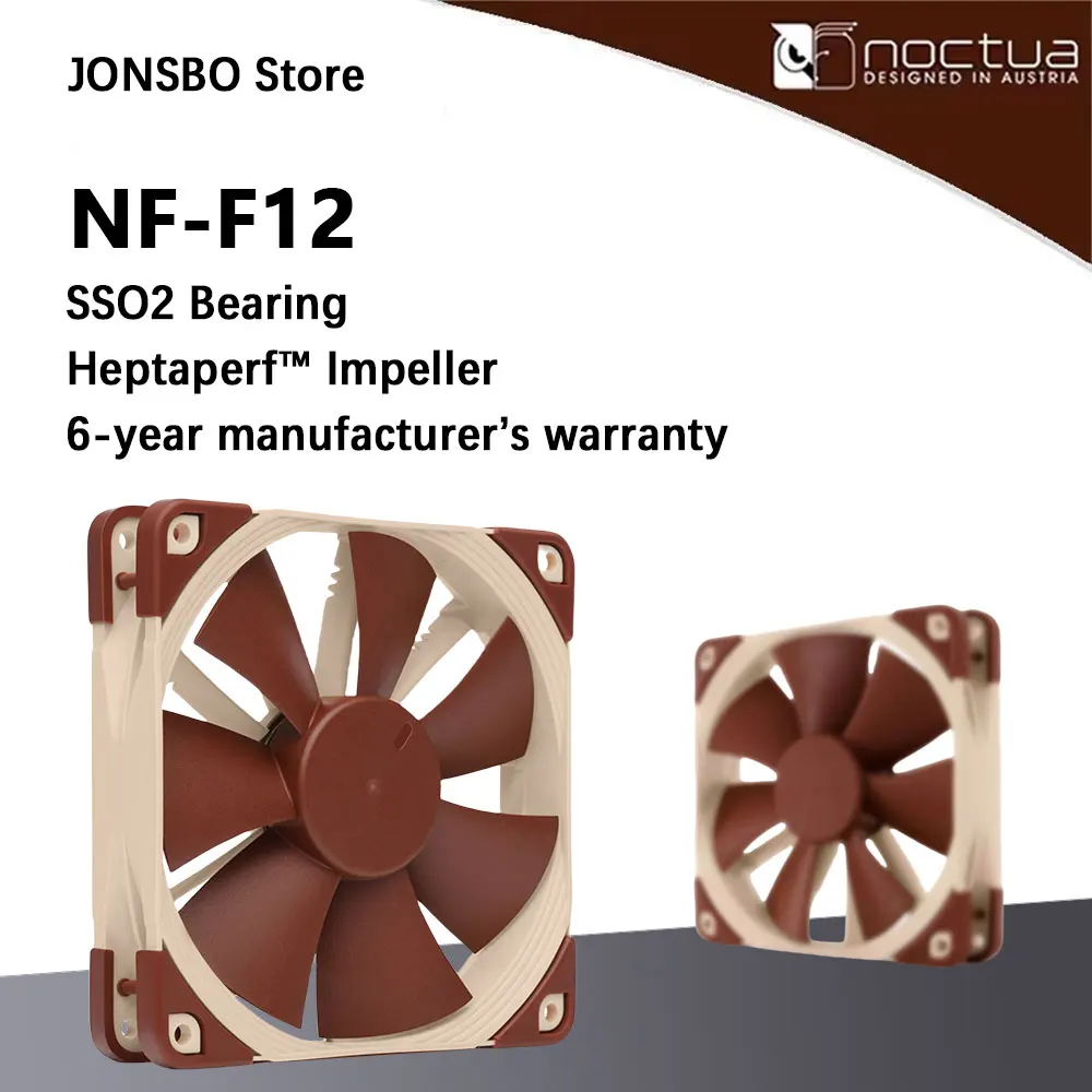 Noctua NF-F12 Computer case cooling fan，120mm PWM Damping Quiet Radiator For Desktop case CPU air coolers cooling