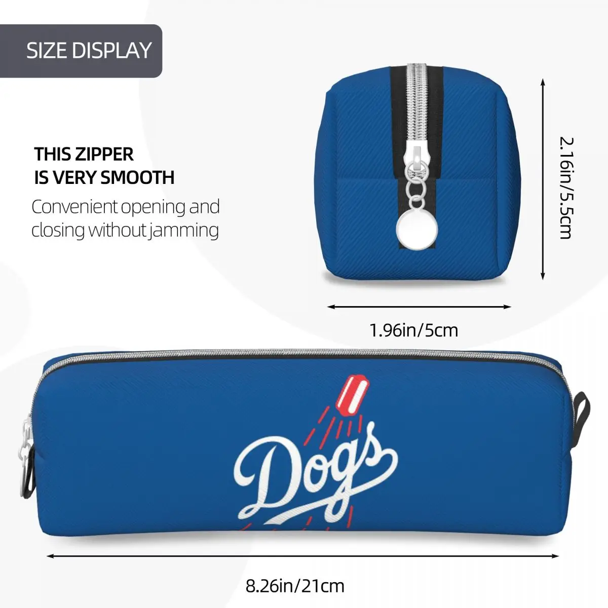Dodger Dogs - مقلمة زرقاء ذات سعة كبيرة وحقائب أقلام وصندوق أقلام للبنين والبنات وحقيبة أقلام رصاص وحقيبة مستحضرات التجميل