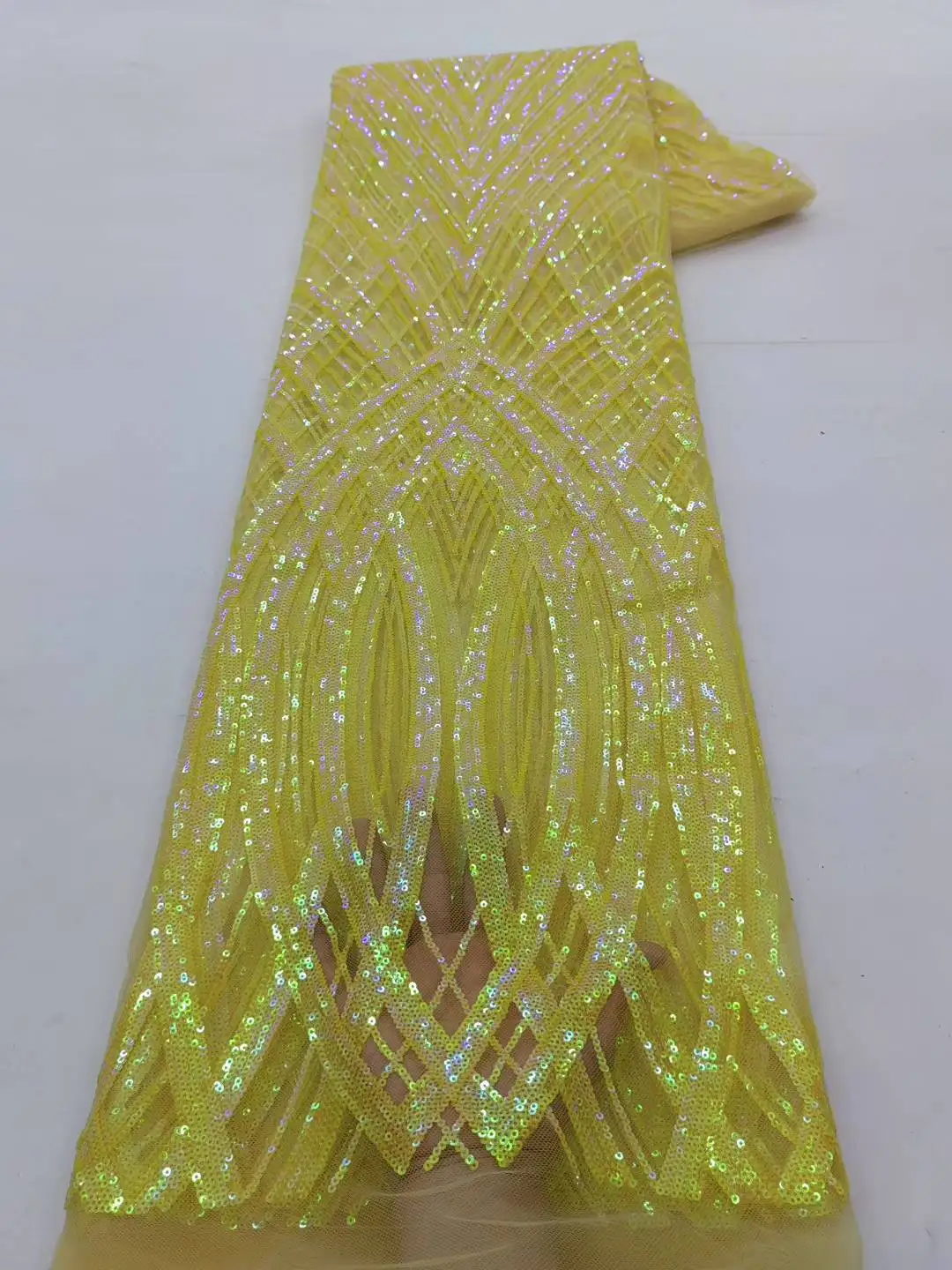 Luxury African Beaded  High Quality Nigerian Sequins With Pearl Lace French Tulle Lace Fabric For Party Dress Sewing