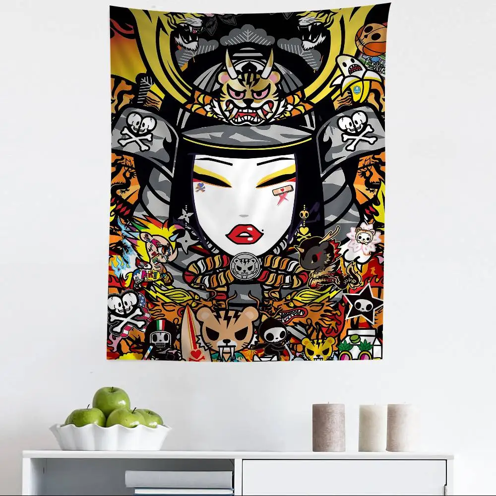 Japan Anime T-TokidokiS Printed Large Wall Tapestry Hanging Tarot Hippie Wall Rugs Dorm Art Home Decor