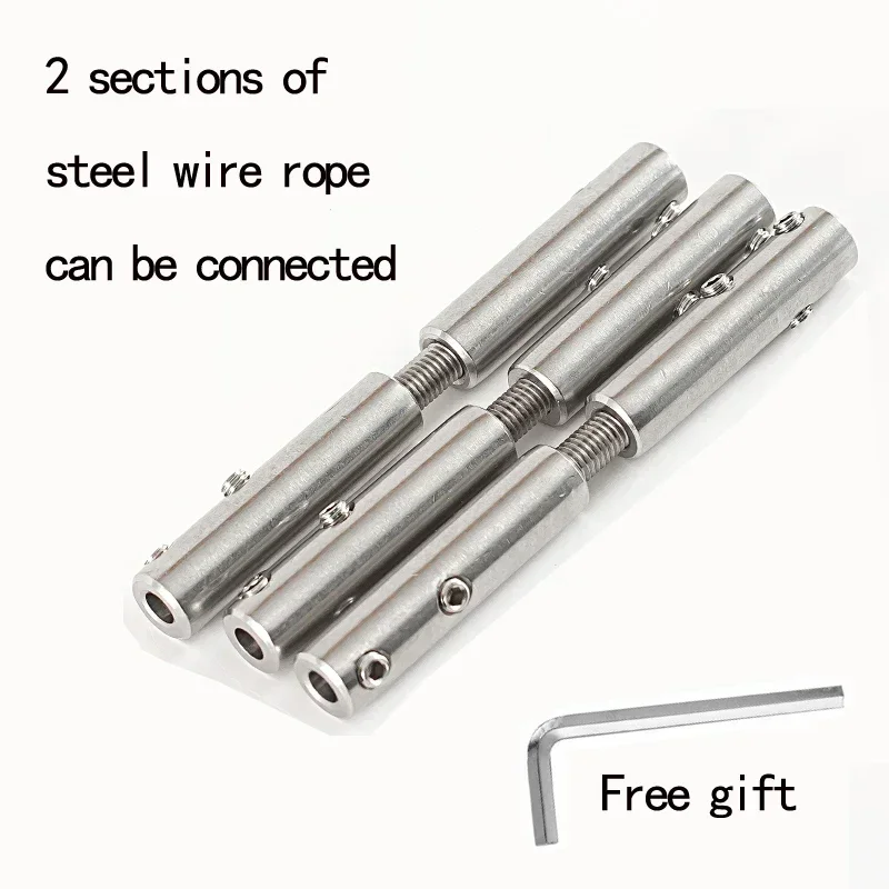 SUS304 Stainless Steel Wire Rope Connector Adjustable 2 Piece Cable Joiner Double Rope Butt Joint Sleeve Bolt Latch with Wrench