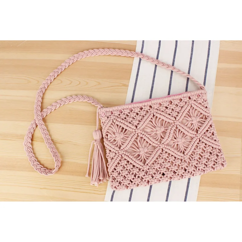 

Minimalist Tassel Straw Tote Woven Bag, Summer Vacation Travel Beach Bag Single Shoulder Handheld Oblique Cross Women's Bag