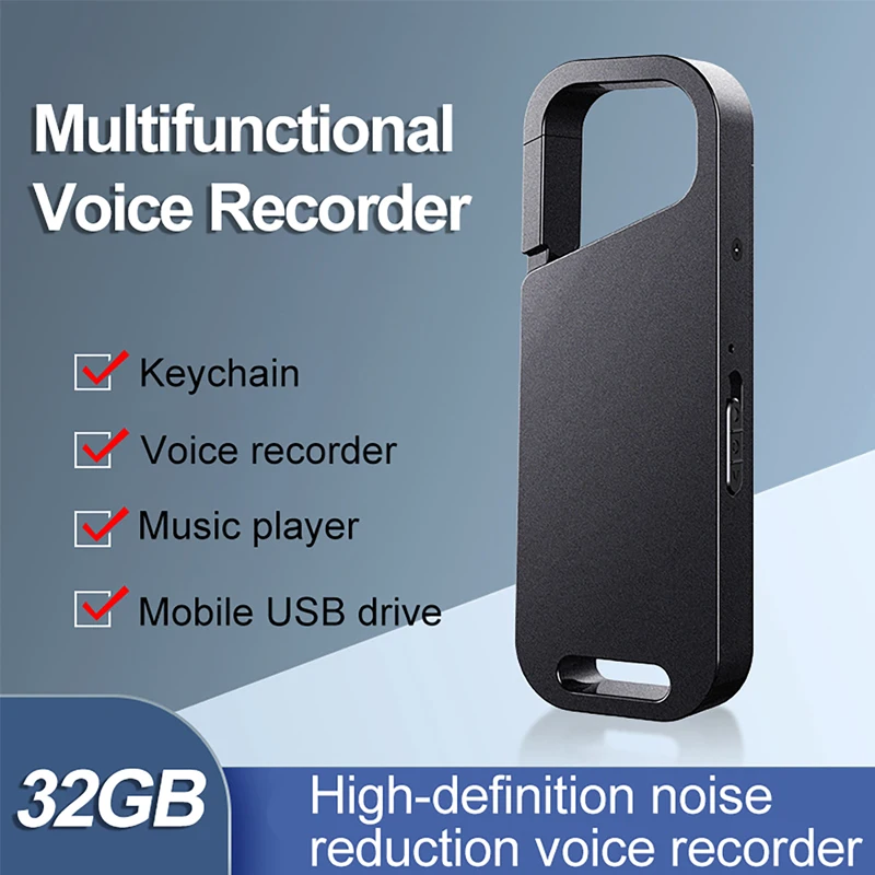 Mini Recorder Keychain Voice Recorder Hidden Dictaphone Device Sound 4-64GB Key Chain Digital Small Voice Dictaphone Mp3 Player