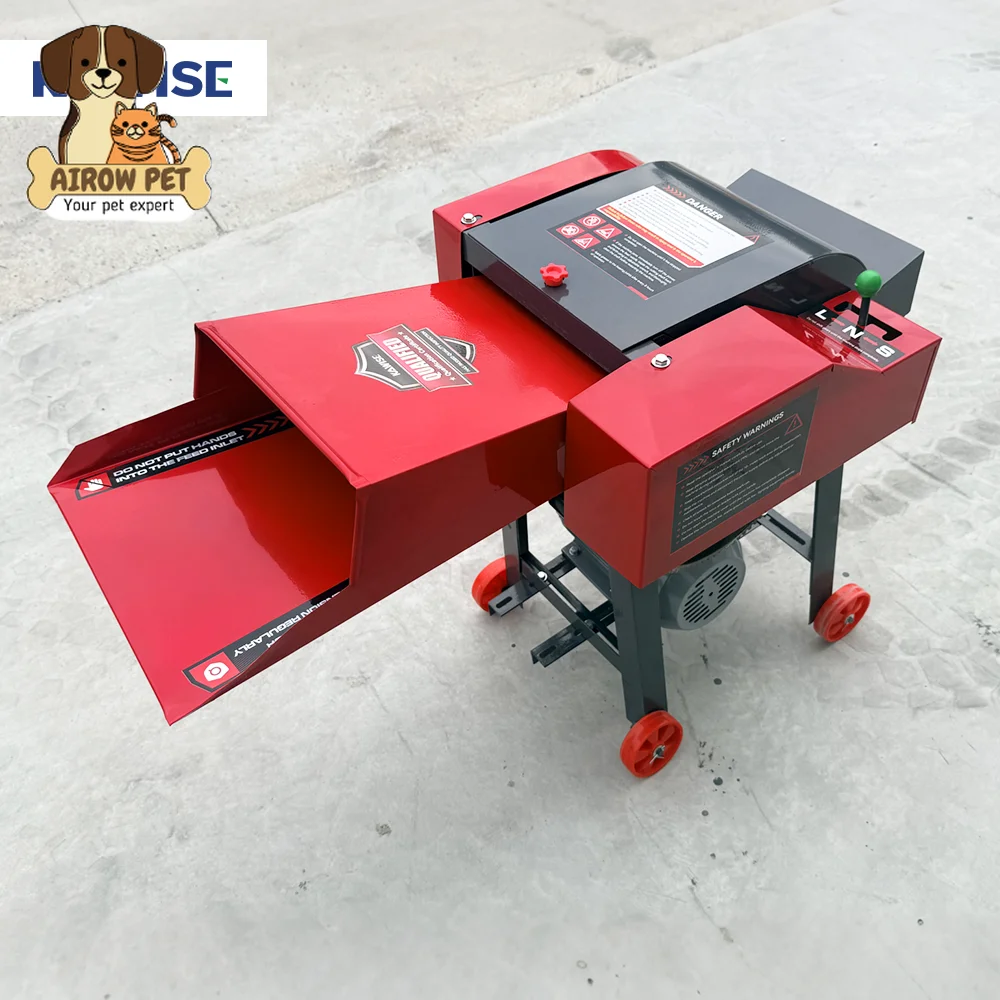 AIROW Small Electric Chaff Cutter Machine for Fresh Grass Straw Corn Stalk and Daily Livestock Feed Preparation on Small Farms