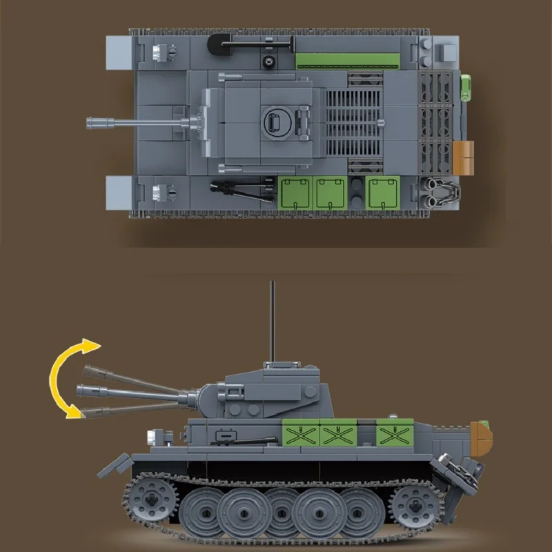 مجموعة ألعاب تعليمية من الطوب للأطفال لهدايا الكريسماس بتصميم عسكري من MOC WW2 Panzer II Tank L