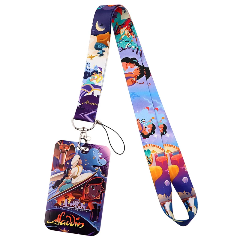 Aladdin and the magic lamp Art Cartoon Anime Fashion Lanyards Bus ID Name Work Card Holder Accessories Decorations Kids Gifts