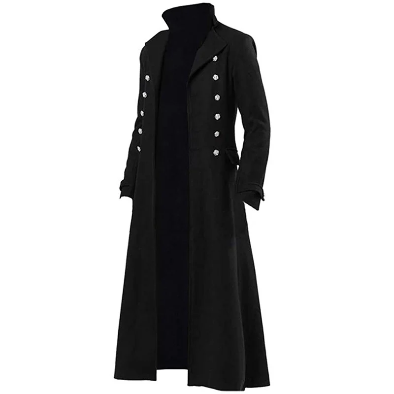 

Gothic Sle Long Coat Men's loween Cosplay Double Row Button Jaet Punk Casual Coat Trendy Long Windbreaker for Youth