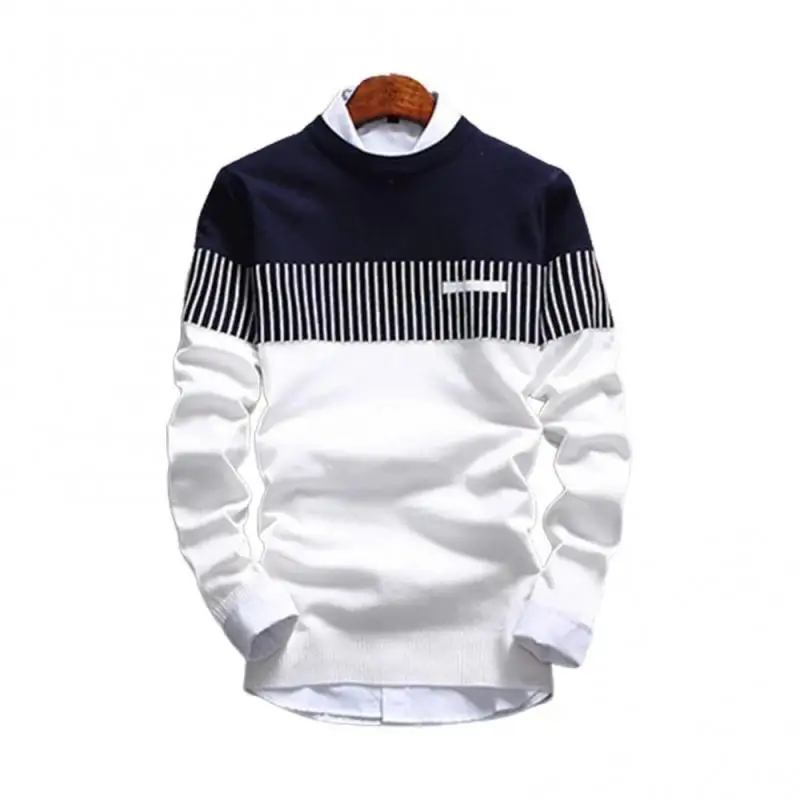 

New Autunm Pullovers Men Fashion Strip Causal Knitted Sweaters Pullovers Mens Slim Fit O Neck Knitwear Mens Brand Clothing 2021