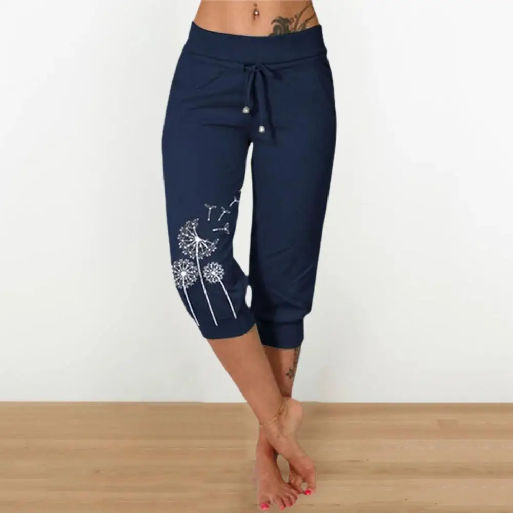 

Fabulous Summer Pants Breathable Cropped Pants Dandelion Print Women Casual Sport Pants Dressing Up