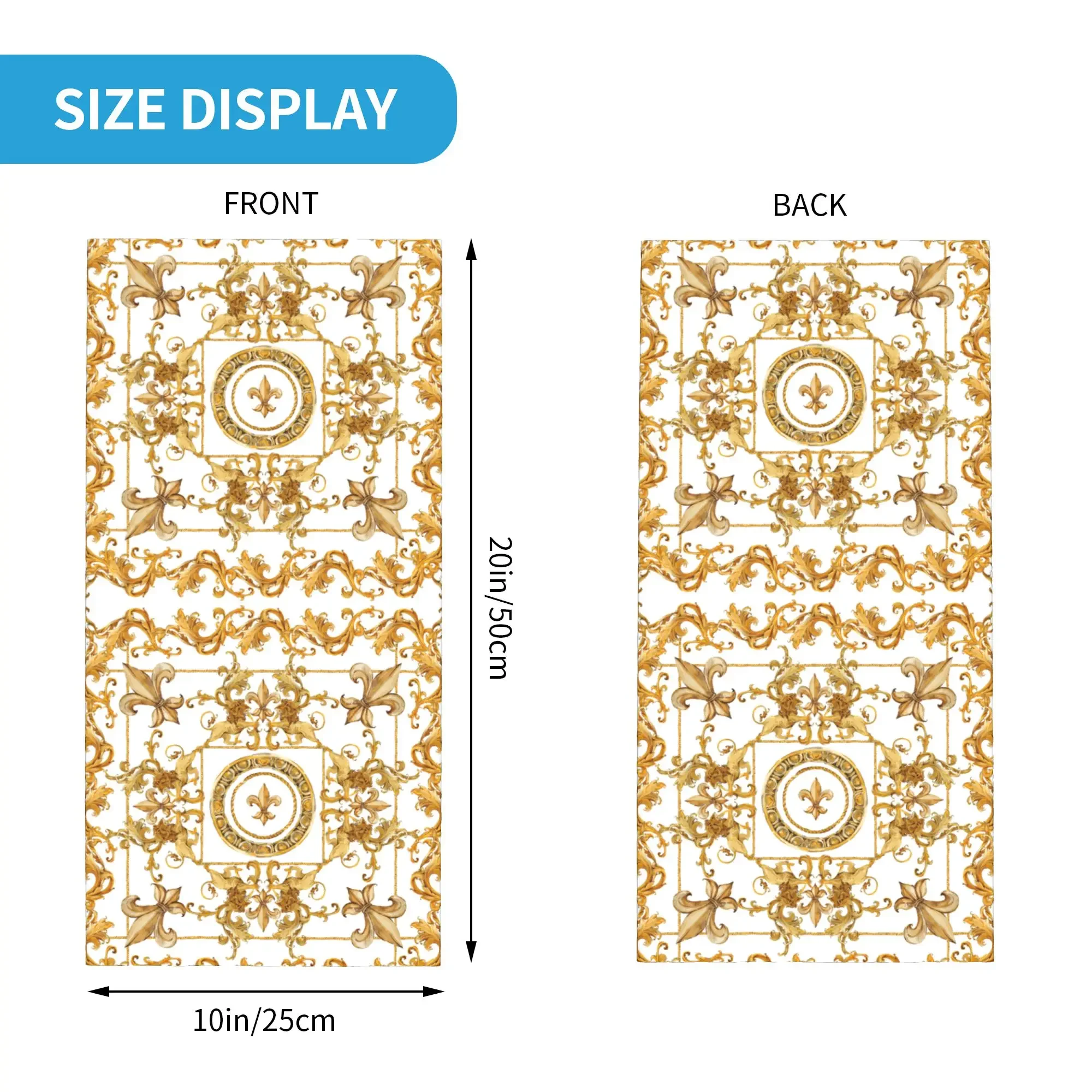 Golden Lion And Damask Ornament Bandana Winter Neck Warmer Men Windproof Wrap Face Scarf for Hiking Baroque Gaiter Headband