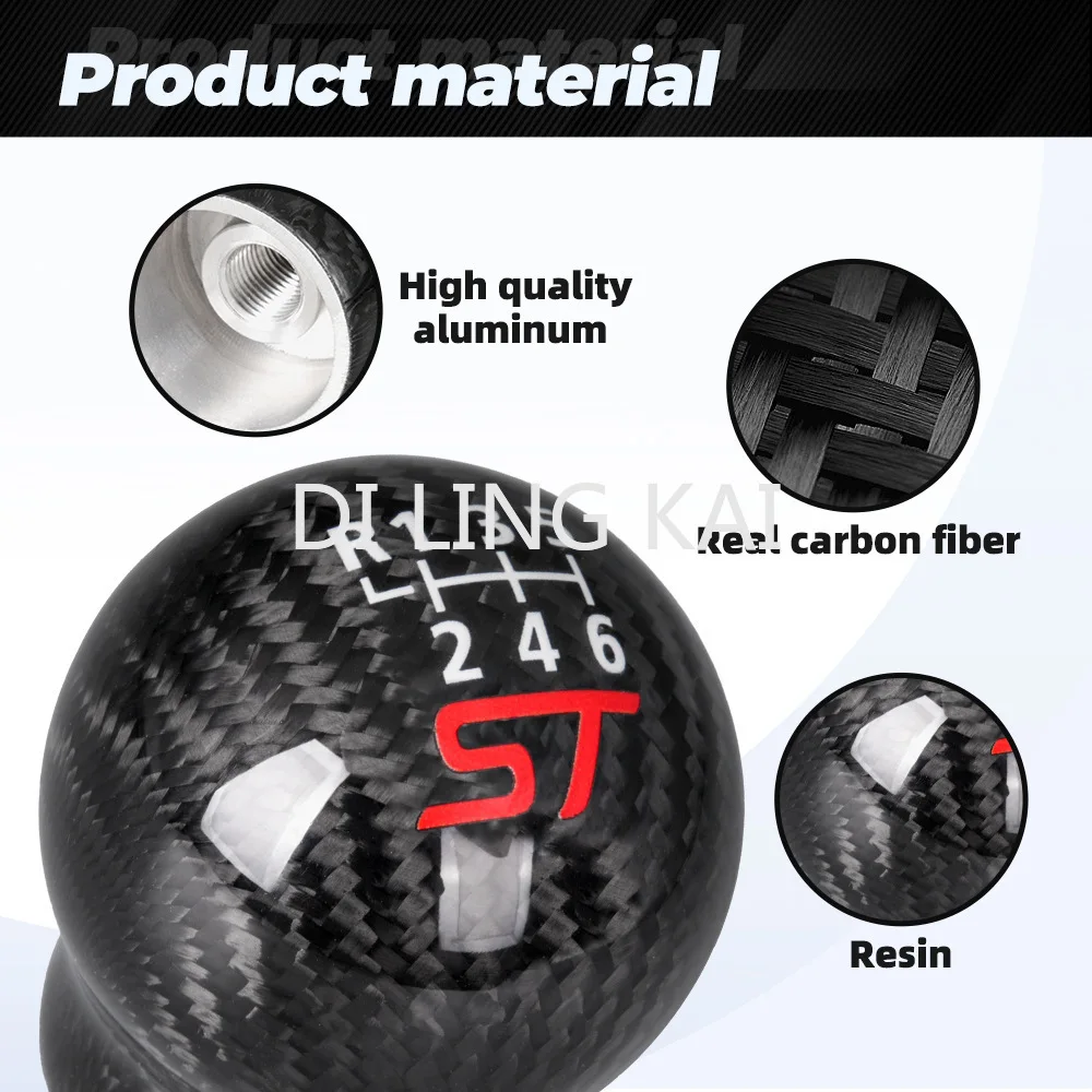 Auto Interior Parts RS Carbon Fiber Shift Knob for ST 6-speed Car Modification Suitable for Ford Focus
