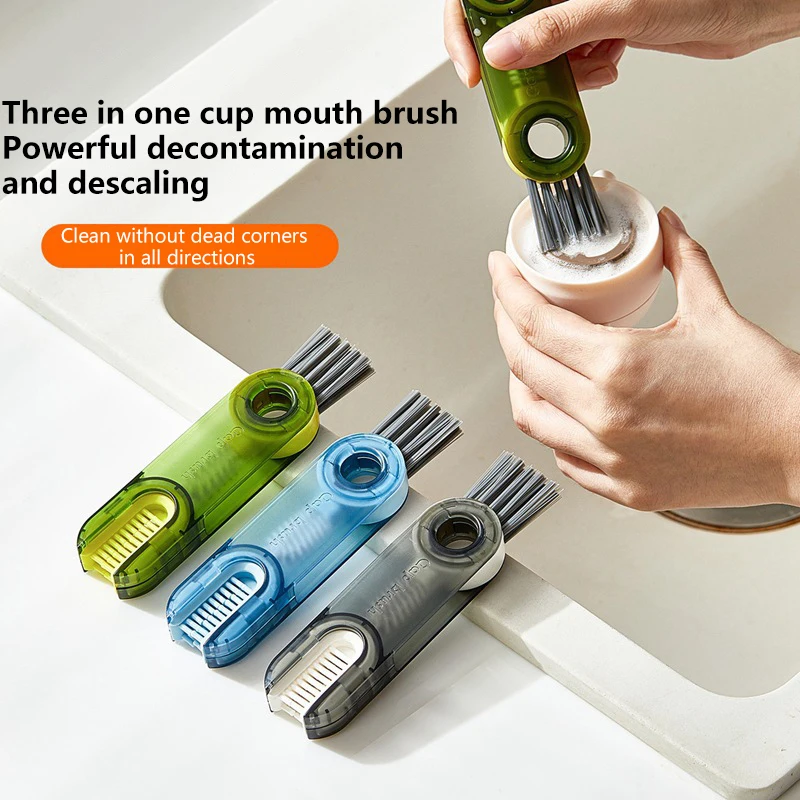 1pcs 3-in-1 Cup Lid Crevice Cleaning Brush Bottle Cup Mouth Crevice Cleaning Tool Multifunctional Household Groove Gap Cleaning