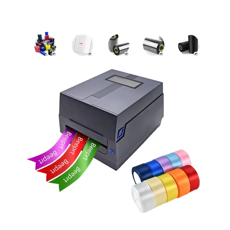 4-Inch Thermal Transfer Label Printer 203dpi USB Interface Print Clothes Tags Metal Ribbon