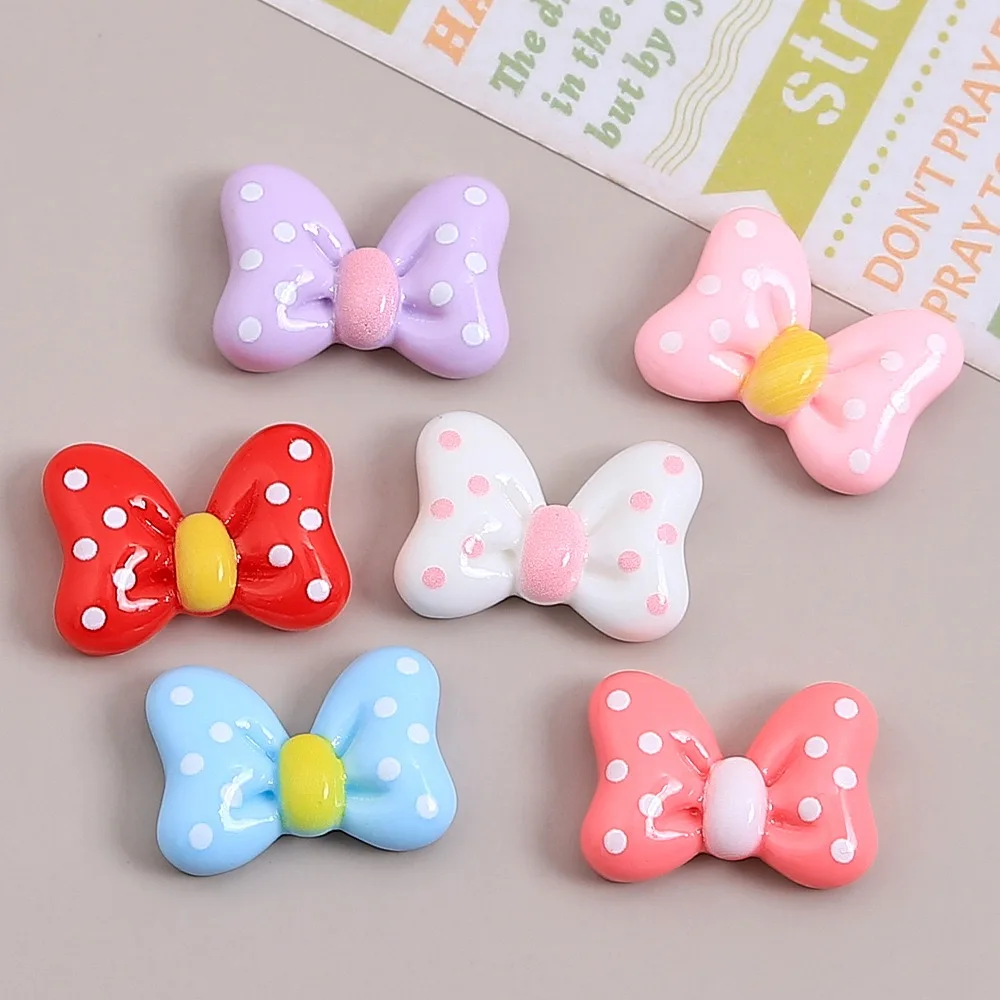 20pcs Resin Kawaii Colorful Handwork Bowknot Flatback Figurine Scrapbooking DIY Home Accessories Crafts