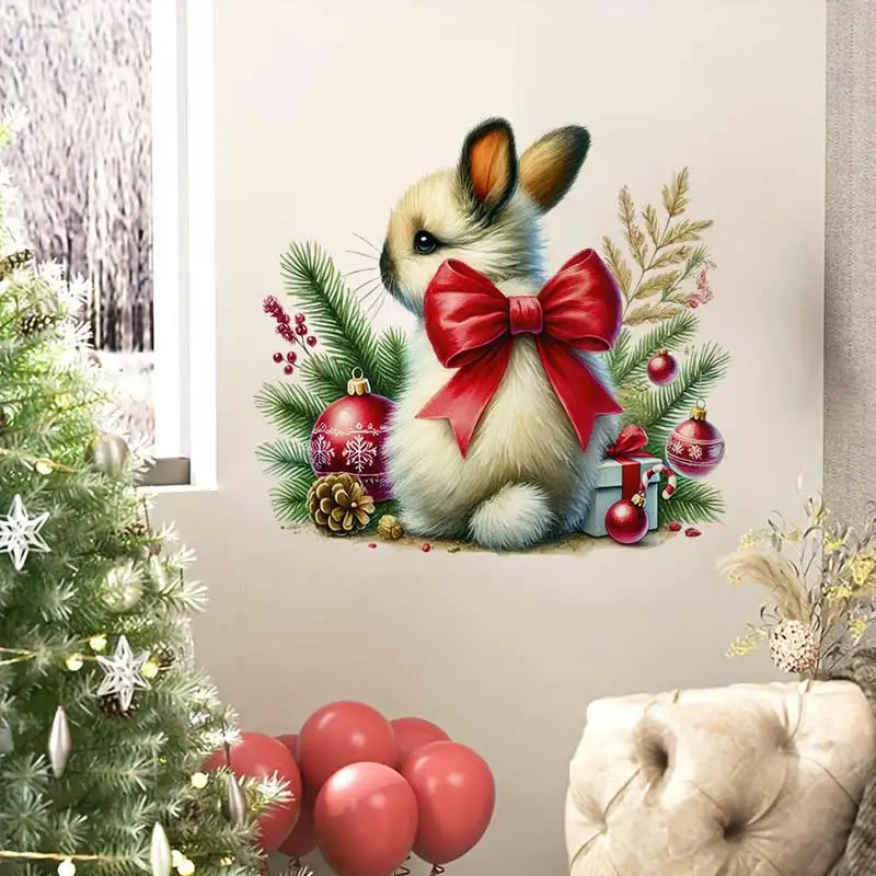 Bunny Butt Christmas Day Wall Sticker Bathroom Toilet Decor Living Room Cabinet Refrigerator Home Decoration Decals  M1323