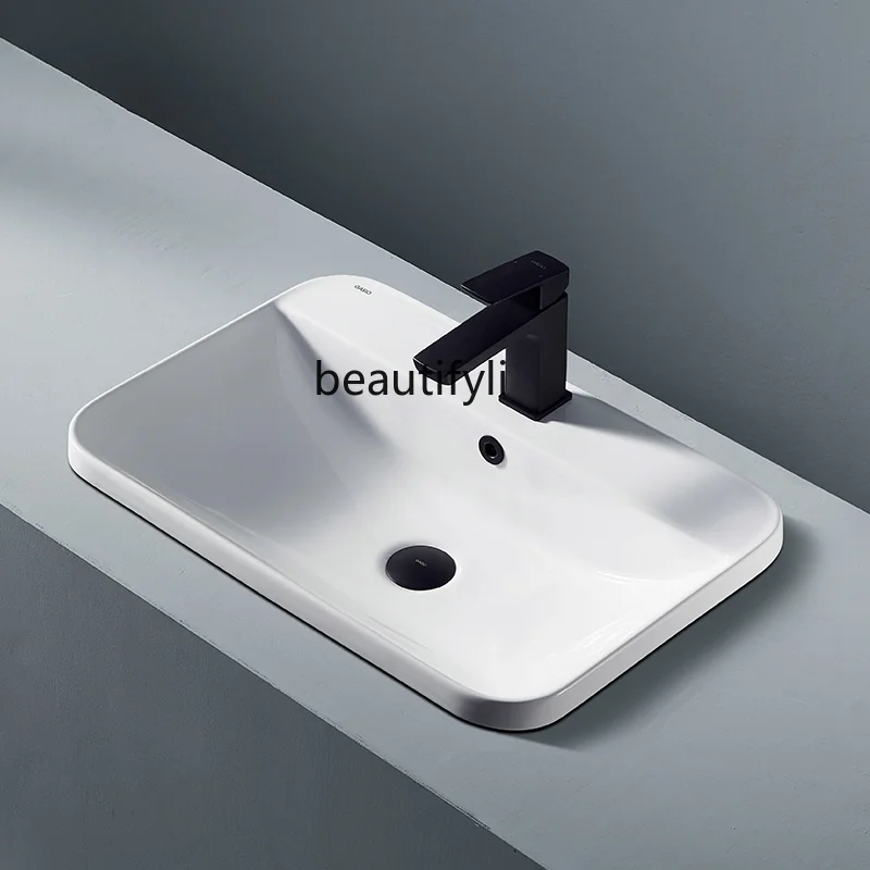 Drop-in Sink Rectangular Embedded Washbasin 10409 Wash Basin Ceramic Basin