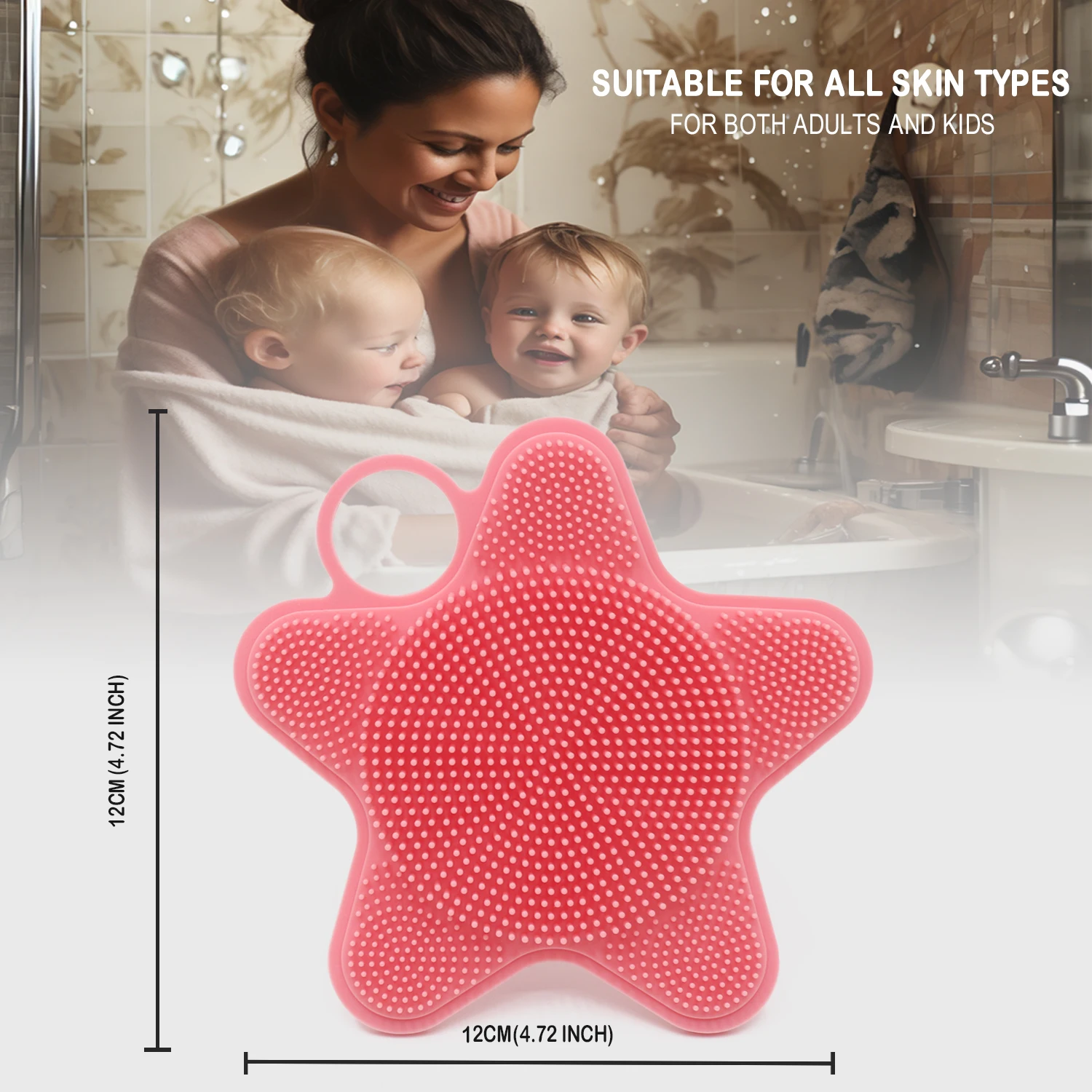Dry Body Brush Exfoliating Bath Massage Brush for Family Christmas Gift Wet & Dry Use Home SPA Skin Smoothing Body Scrub Brush