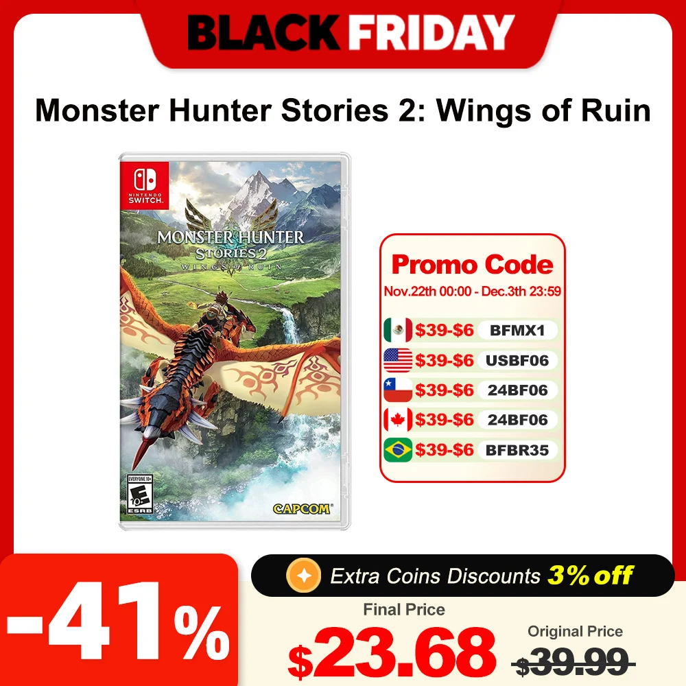 Monster Hunter Stories 2 Wings of Ruin Nintendo Switch Game Deals 100% Original Physical Game Card Genre Adventure for Switch