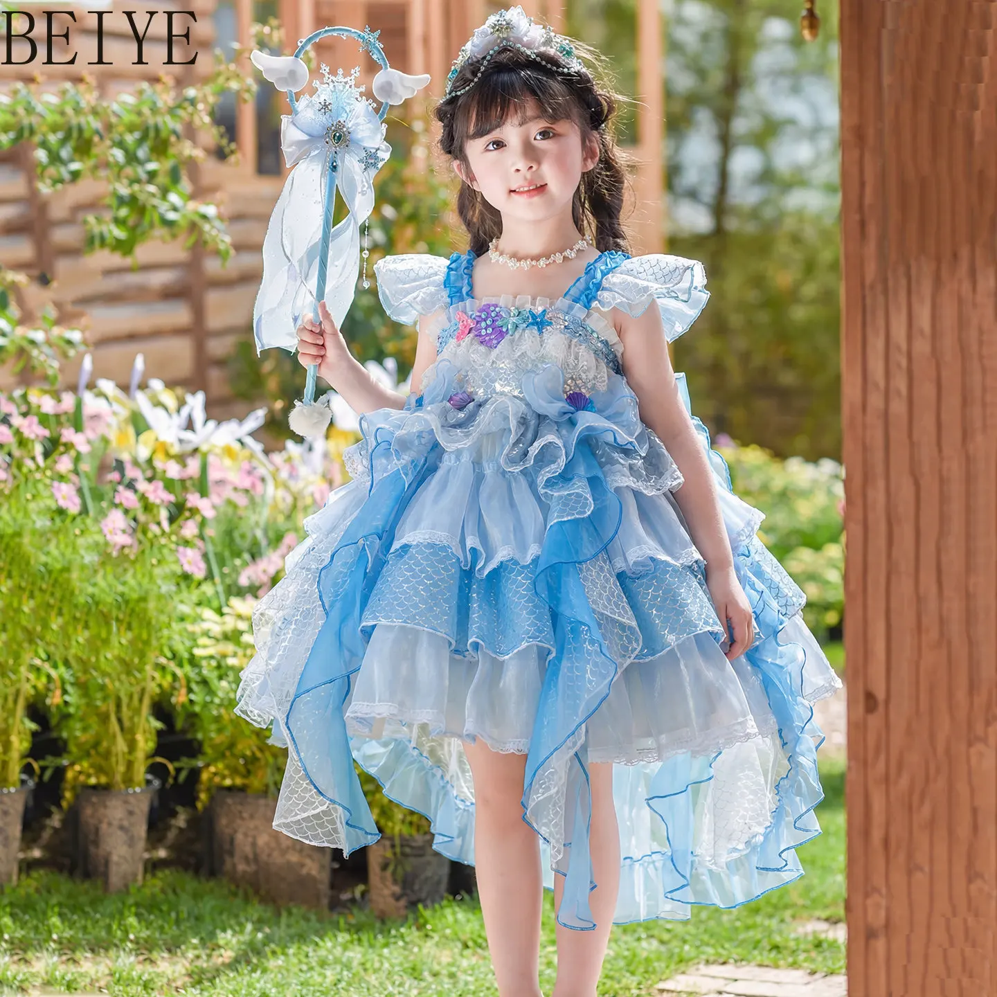 

2026 New Girl's Lolita Princess Dress Mesh Sweet Children's Birthday Party Ball Gown Summer Kids Cospaly Dresses for Girls