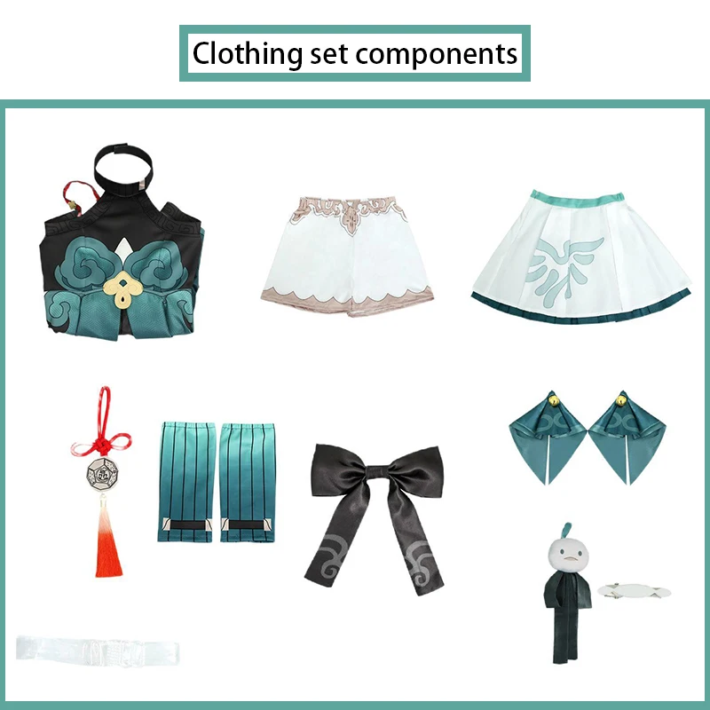 Spel Honkai Star Rail Qingque Cosplay Kostuum Volledige Set Met Accessoires Qing Que Hittebestendige Synthetische Cosplay Kostuum Pruik