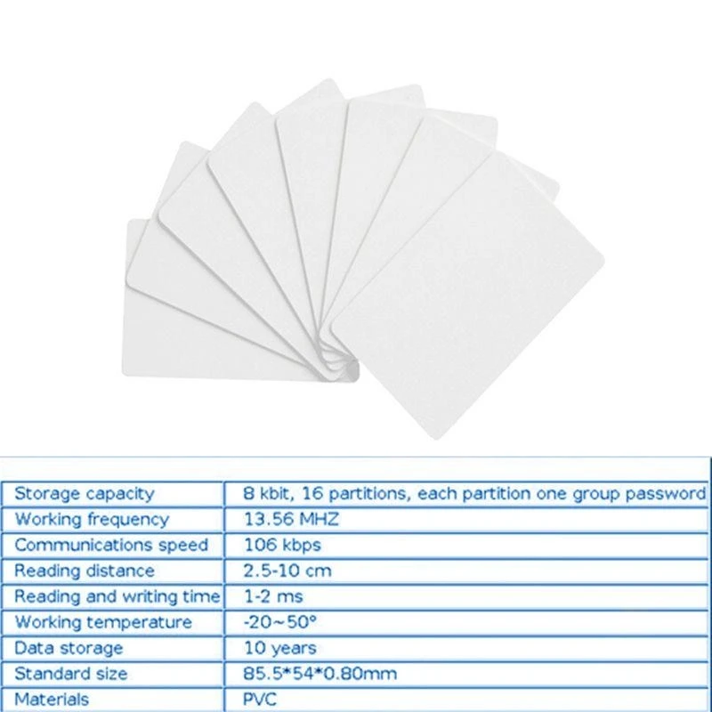 White PVC Card High Frequency IC Cards RFID Cards for Key Tag Access Control