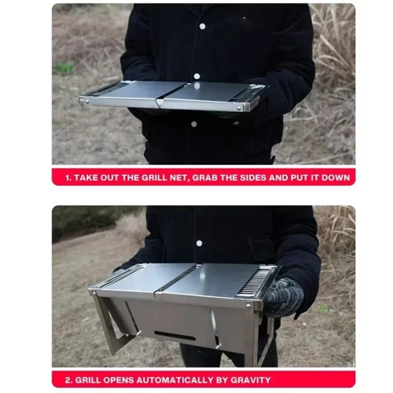 

AED4-Portable Stainless Steel Folding Barbecue Stove - Smokeless Charcoal Grill For Home And Outdoor Use