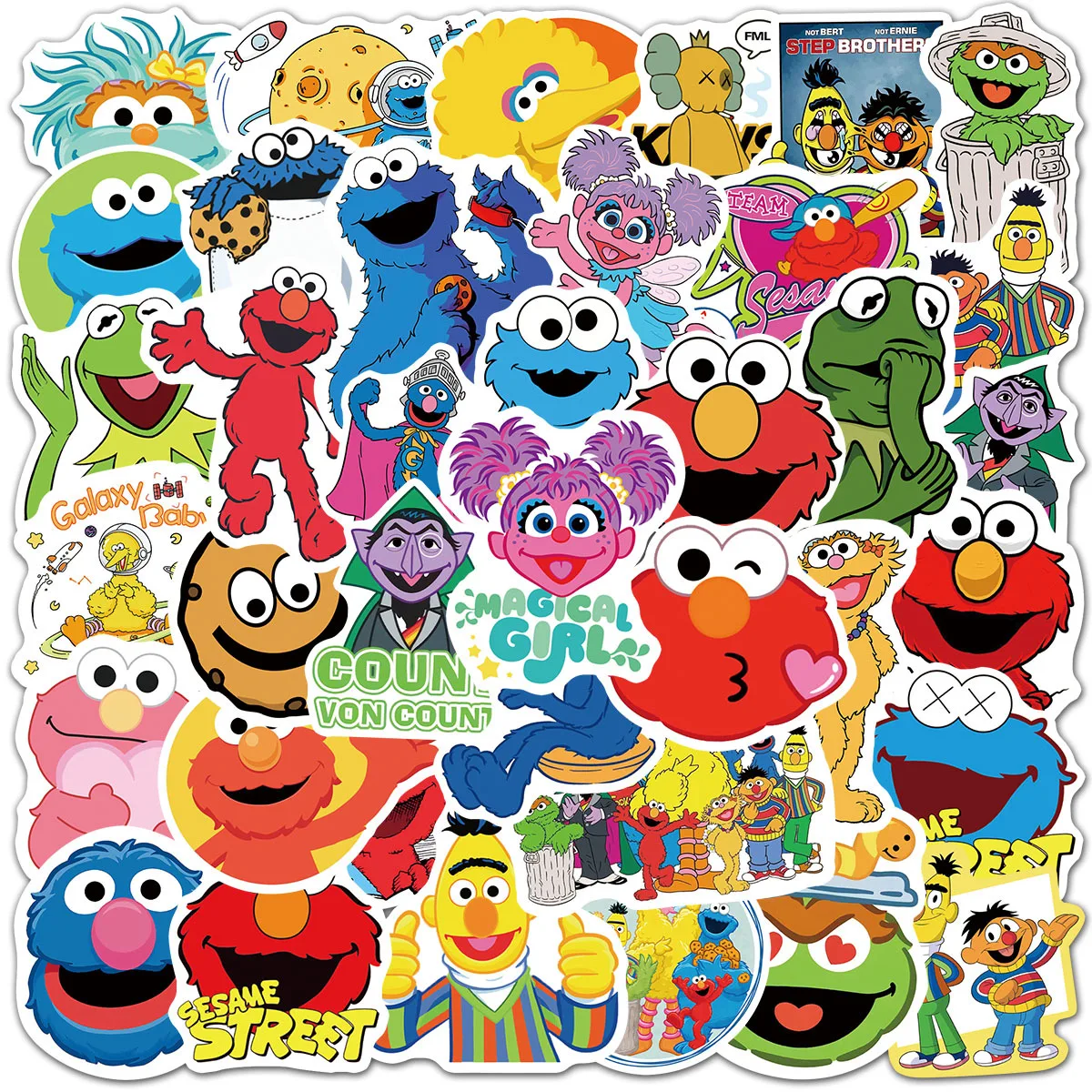 55PCS Sesame Street Stickers Decals for Phone Laptop Notebook Suitcase Guitar DIY Cartoon Aesthetic Stickers