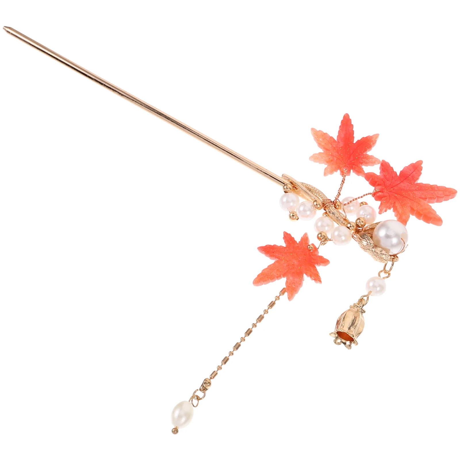 Ancient Costume Maple Leaf Hairpin Chopstick Accessories for Girl Tassel Chinese Leaves Style Gel