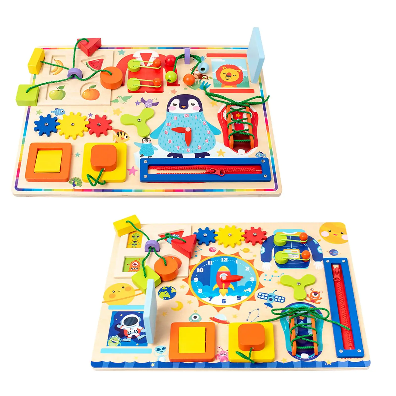 Busy Board Travel Toy, Educational Fine Motor Skills Basic Life Skills Sensory Board Baby Toy, for Boys Chidren Kids Gifts