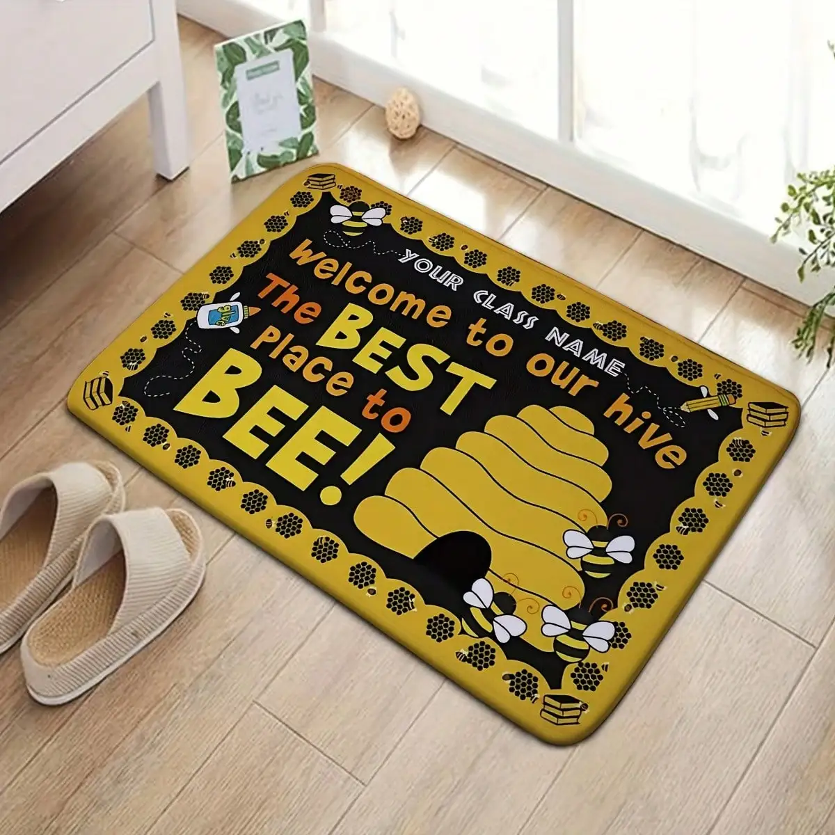 BEST! Welcome To Our Hive - Personalized Doormat With Beehive Design - Washable - Suitable Indoor And Outdoor Use - Available In Multiple Sizes