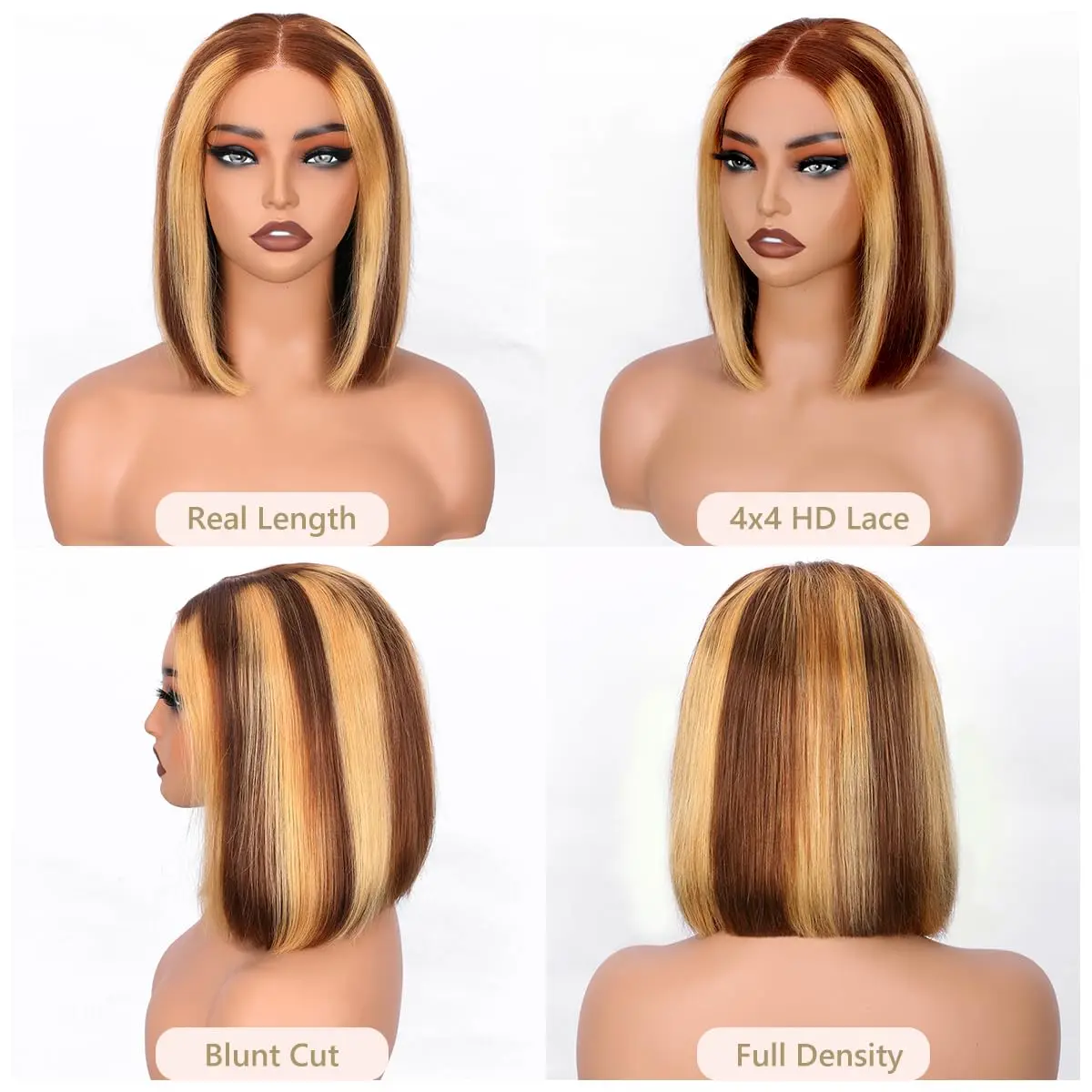 Bob Wig Human Hair Straight 4/27 Honey Blonde Bob Lace Front Wigs Human Hair 12 Inch 13x5 Lace Front Bob Wigs Short Bob Wig